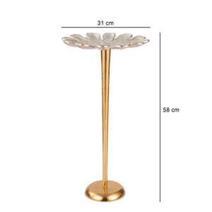 Mesa Consola Moderna y Duradera con Base de Aluminio Ecológico, Tapa con Diseño Floral, Hecha a Mano, Diseño Contemporáneo, Mueble para Sala de Estar - Product Image 2