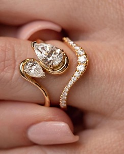 1.65CT Toi Et Moi Diamond <b>Ring</b> Pear Cut Lab Grown 14k Solid Gold <b>Two</b> <b>Stone</b> Engagement <b>Ring</b> IGI Certified VS+ Clarity D-F Color - Product Image 4