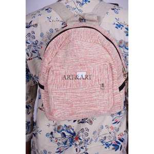 Mochila Ecológica Moderna de Lino y Algodón para Portátil, Diseño Multibolsillos, Patrón Geométrico, Cierre con Cordón, para Viajes y Senderismo - Product Image 6