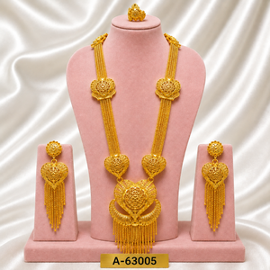 Designer Gold Silver <b>Necklace</b> <b>Set</b> for Women – Heavy Pendant <b>Bridal</b> Jewelry <b>Set</b> A-63003 - Product Image 3