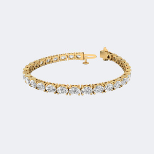 Pulsera de tenis de oro de 18K con diamantes ovalados engastados en punta, 9.30 CTW, estilo vintage, certificada, unisex - Product Image 1