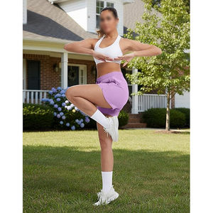 Shorts Deportivos Morados Modernos para Mujer con Bolsillo Lateral, Shorts de Running de Secado Rápido para Mujer - Product Image 4