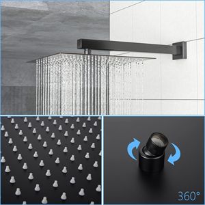 Il sistema doccia quadrata a parete da 12 pollici in gomma e bronzo a olio include accessori per doccia con valvola ruvida - Product Image 4