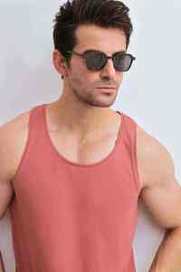 Débardeur en tricot uni pour homme, col rond, vêtement décontracté, respirant, 100% coton - Product Image 5