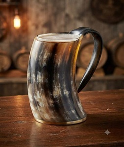 Corne à boire viking moderne faite à la main en corne de buffle naturelle avec bordure en laiton, écologique et durable, pour le Nouvel An et la remise des diplômes par F S I - Product Image 2