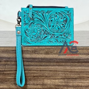 Portefeuille fin en cuir floral fait main 2026, de haute qualité, en cuir véritable, avec fermeture éclair, porte-monnaie et porte-cartes ATM - Product Image 1