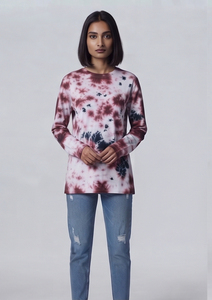 Camiseta de verano oversize para mujer, estilo vintage, lavado ácido, manga larga, algodón, efecto desgastado, corte holgado, informal, estilo streetwear. - Product Image 1
