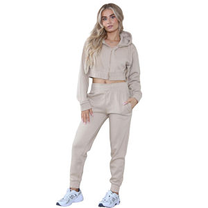 Conjuntos Deportivos de 2 Piezas para Mujer, Sudadera Corta con Cierre, Pantalones Deportivos Cómodos, Traje Deportivo Informal, Ropa Casual OEM - Product Image 1
