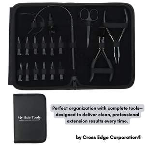 Kit d'outils professionnels pour extensions de cheveux noirs avec pince de retrait de microlink, pince à sertir les perles, aiguilles courbées et anneau de sectionnement - Product Image 5