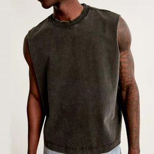 Camiseta sin mangas para hombre, estilo boxy, de secado rápido, de algodón acanalado, con logo personalizado, para deporte y gimnasio - Product Image 2