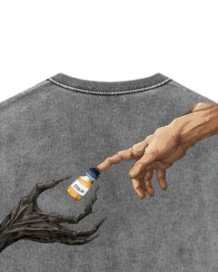 Grey Washed Oversized T Shirt Men Cotton Vintage Acid Wash Streetwear Casual Summer Tee Custom Logo OEM Manufacturer Supplier - Product Image 5