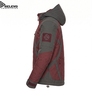 Chaqueta Acolchada con Capucha para Hombre, Estilo Casual y Táctico, Color Borgoña y Gris Carbón, Impermeable, Tejido Sólido, para Exteriores, OEM/ODM - Product Image 3