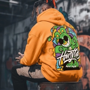 Sudadera con capucha gruesa personalizada de algodón y poliéster para hombre, sudadera de invierno de forro polar pesado, sudadera con logo de espuma, sudadera gráfica unisex con estampado 3D en relieve. - Product Image 3