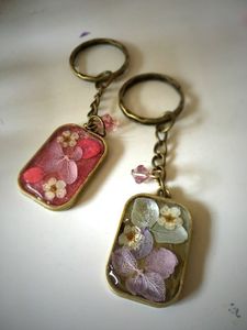 Unique Resin Key Ring Featuring New Shape Pendant Handmade Romantic Anniversary Gift Keepsake Design - Product Image 1