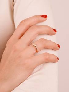 Anillo minimalista solitario con diamante redondo cultivado en laboratorio para mujer, oro sólido de 14k, elegante anillo de una sola piedra, regalo de promesa para ella. - Product Image 2