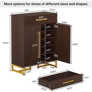 Moderno Armadio Portascarpe da 20 Paia con Cassetto, Scarpiera Organizzatrice da Ingresso con Ante - Product Image 1