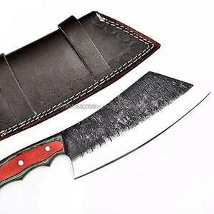 Couteau de chef artisanal à forte adhérence, écologique, en acier Damas à haute teneur en carbone avec manche en bois de rose pour le camping et la chasse - Product Image 1