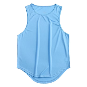 Camiseta sin Mangas para Hombre, Color Naranja, Cuello Redondo, Informal, de Secado Rápido, Deportiva, Tejida, de Color Sólido, Poliéster - Product Image 6
