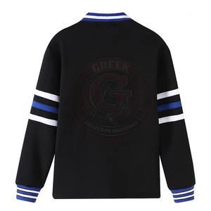 Cárdigan Negro para Mujer con Rayas Azules y Blancas, de Algodón y Felpa, Tejido con Bordado de la Letra Zeta Phi B, Cuello en V, Manga Larga, Estilo Preppy - Product Image 2
