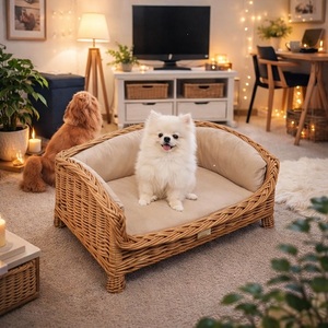Classic Bamboo Dog Bed Rectangle Solid Color Comfortable Eco-Friendly Durable <b>Pet</b> <b>Sofa</b> Indoor Living Room Use - Product Image 1