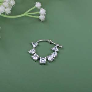 Saavi CZ Titanium Nose Ring-16G Internally Threaded <b>Cartilage</b> & Belly Piercing Jewelry - Product Image 3