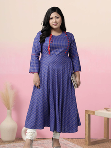 Kurta Anarkali en rayonne à imprimé zig-zag, couleur noire, col à découpe, manches trois quarts, vêtement ethnique traditionnel pour femme, été, séchage rapide - Product Image 2