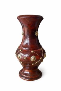 <b>Rustic</b> Wooden Flower Vase Brass Decor Handmade Sheeshamwood Tabletop Planter Decorative Home <b>Office</b> Vessel - Product Image 4