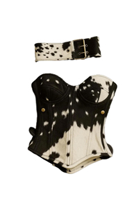 Jupe en cuir de vachette à taille élastique, style mode urbaine, personnalisable selon votre propre design, pour femme, en vente - Product Image 4