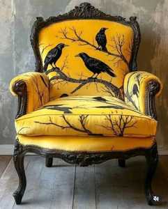 Fauteuil d'appoint en bois massif de style français, fauteuil capitonné avec cadre en bois sculpté à la main, pour salon ou chambre à coucher - Product Image 1