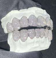 RAHA EXPORT Grillz pour hommes en argent sterling 925, moissanite taille brillant 5 carats au total VVS, bijoux dentaires de luxe, accessoire dentaire étincelant, élégant et tendance