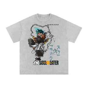 T-shirts surdimensionnés vintage 100 % coton pour hommes, style streetwear hip-hop délavé à l'acide, avec logo personnalisé et motif lettres – Vente en gros - Product Image 5