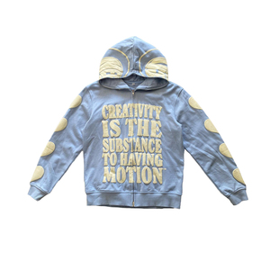 Sudadera con Capucha Rosa con Cierre, Unisex, Oversize, Diseño de Letras con Estampado Puff, Transpirable, Estilo Urbano, Sudadera con Capucha para Otoño - Product Image 4
