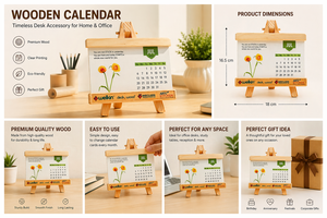 Premium Personalized Wooden Perpetual <b>Calendar</b> Desk Organizer with Printing for Mother's Day & Graduation - Product Image 2