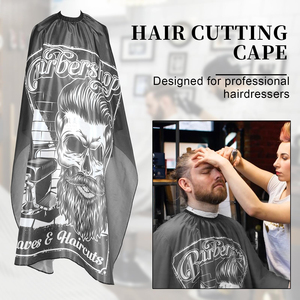 ผ้าคลุมตัดผมพิมพ์โลโก้ตามสั่ง สำหรับร้านทำผม แต่งหน้า ตัดผม พร้อมกระดุมแป๊ก ผ้าคลุมตัดผมโพลีเอสเตอร์สีดำ ผ้ากันเปื้อนช่างตัดผม ผ้าคลุมช่างทำผม - Product Image 3
