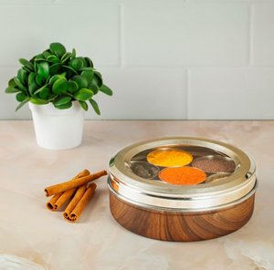 Caja de especias de madera con tapa de acrílico y acero inoxidable, diseño resistente al polvo, caja de almacenamiento de especias y pimienta para cocina - Product Image 1