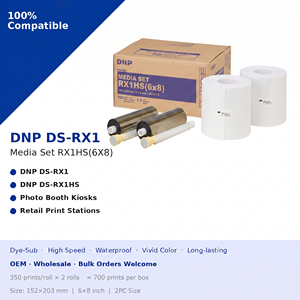 Kit de médias DNP DS-RX1HS : Papier photo brillant/lustré 6x8, 700 impressions (350/rouleau), Kit de ruban de sublimation par transfert thermique pour borne photo/kiosque, 6,3 kg - Product Image 2