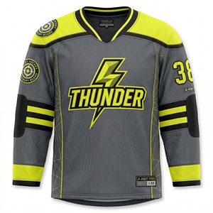 Maillot de hockey sur glace personnalisé en mesh, col en V professionnel, respirant, avec logo brodé - Product Image 4