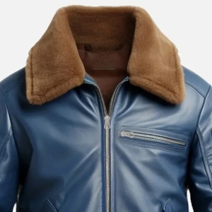 <b>Men's</b> Genuine Leather Winter <b>Jacket</b>-Vintage Style Stand Collar & Front Logo Classic Design - Product Image 3