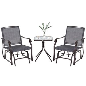 Ensemble de balançoire à bascule d'extérieur Garden Gray 3 pièces avec table bistro et tissu en maille respirante (jusqu'à 352 lb) - Product Image 1