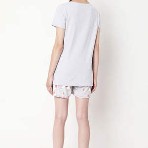 Conjunto de Camiseta y Pantalón Corto para Mujer, Color Liso, Estilo Casual, Verano, Corte Regular, Dos Piezas, Tejido Personalizado, 100% Algodón, Venta al Por Mayor - Product Image 3