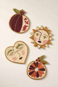 Ensemble de sous-verres en perles de verre rouges, motif spirale circulaire, faits à la main, résistants à la chaleur, pour salle à manger, cuisine, bar - Product Image 2