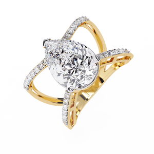 Bague de fiançailles solitaire en or 10K 14K avec diamant de laboratoire taille poire 4,25 carats, certifié IGI DEF VVS, sertie pavé croisé, ODM - Product Image 3