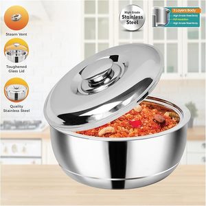 Casserole classique durable en acier inoxydable isolée |   Maintient les aliments au chaud plus longtemps pour les repas en famille et les services de traiteur - Product Image 3