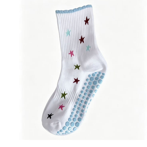 <b>Custom</b> Logo Professional Training Pilates <b>Socks</b> Non-Slip Mid-Length Knitted Crew Pattern Jacquard Logo Yoga Sports with <b>Grip</b> - Product Image 1