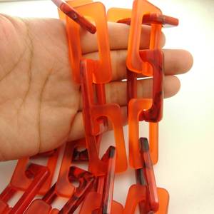 Resin Acetate Matte Red Bold Red Chunky <b>Square</b> Link Chains Bags Clothes High Quality Material No Pungent Flavor - Product Image 3