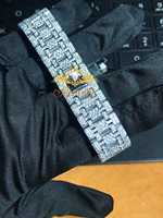 Montre Moissanite Iced Out avec bracelet en acier inoxydable, étanche, pour homme, bijoux vintage tendance