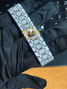 Montre Moissanite Iced Out avec bracelet en acier inoxydable, étanche, pour homme, bijoux vintage tendance - Product Image 3