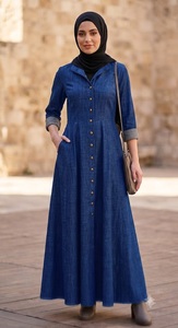 Robe Abaya en jean MAXI coupe ample pour femmes musulmanes, sans manches, boutonnée sur le devant, légère, ODM, décontractée, pour l'Aïd, le Ramadan, la prière - Product Image 4