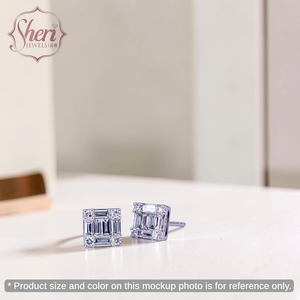Joyas Sheri |   Pendientes de Diamantes Naturales Baguette, Oro Sólido de 18K, Pendientes Cuadrados Minimalistas - Product Image 3