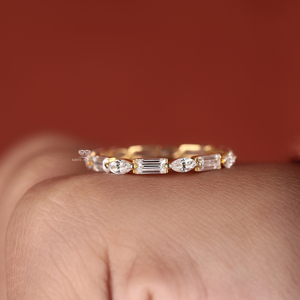 Anillo de Boda Apilable de Oro 14K con Diamantes Baguette y Marquise, Joyería Nupcial, Fabricante y Proveedor Mayorista - Product Image 5
